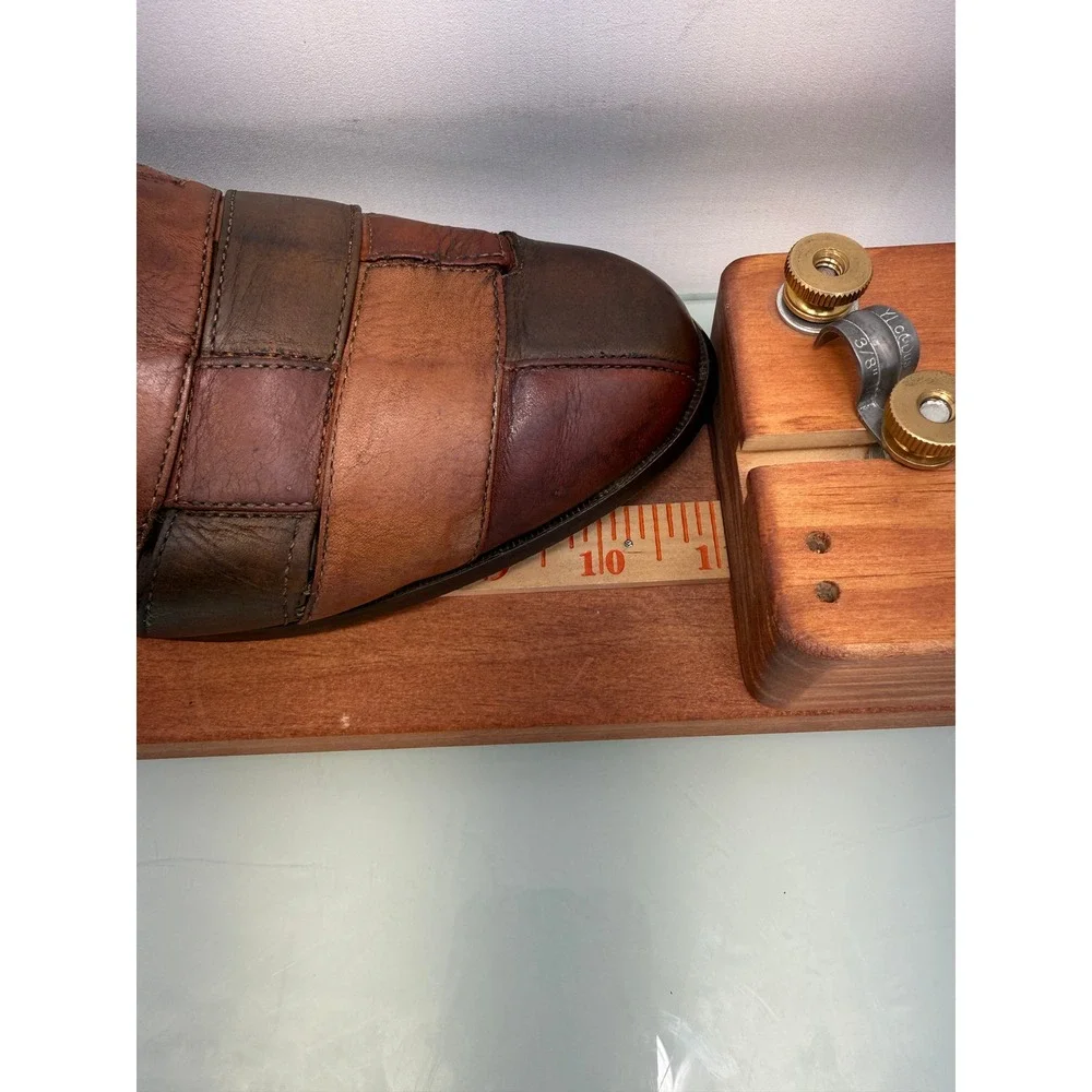 Vintage Colorblock Leather Loafers Women 9.5 Brown Patchwork 90s Retro Eclectic‎